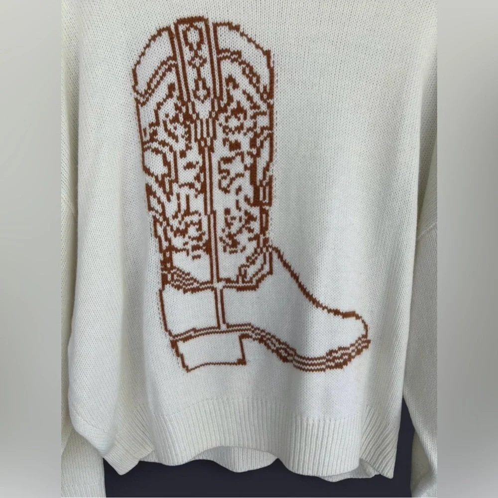WRANGLER RETRO WOMEN'S EMBROIDERED BOOT SWEATER SIZE SMALL WESTERN - Picture 3 of 7